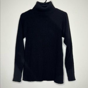 Peruvian Connection 100% Baby Alpaca Black Turtleneck Wide-Ribbed Sweater Large